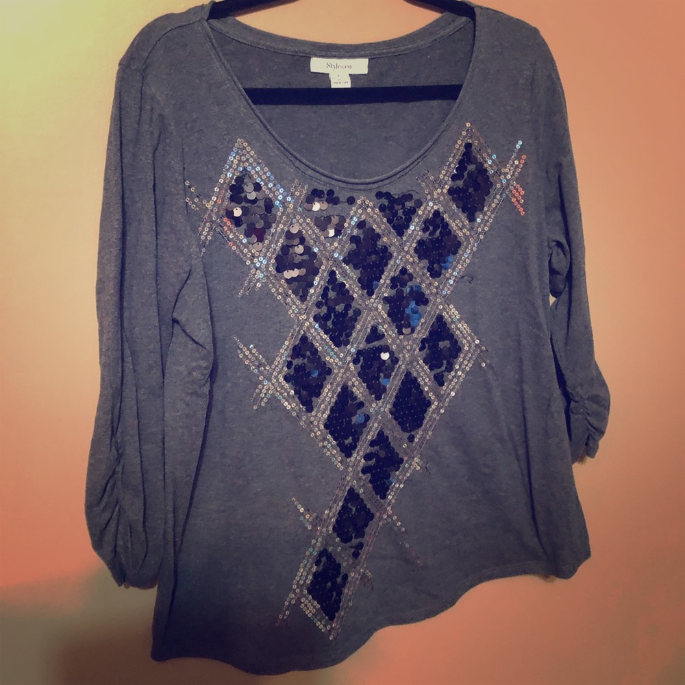Style & Co. Sequin Top, Size Large